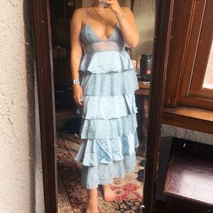 WeWoreWhat blue ruffle dress. NEVER WORN